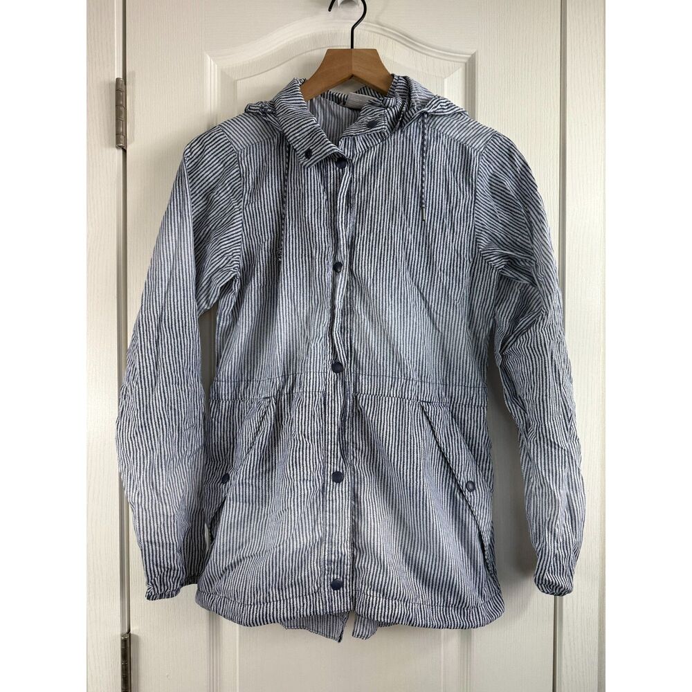 Columbia Women's Gable Island Jacket Navy Blue White Ombre Stripe Size XS